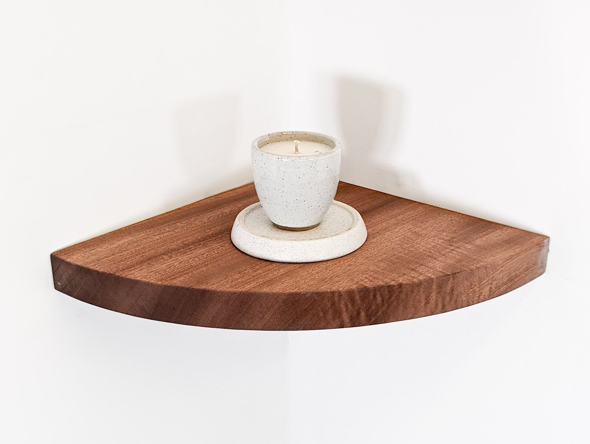 Floating Corner Shelf with Round Edge - Solid Oak Wall Mounted Shelf for Bathroom, Kitchen, or Living Room Storage & Decor