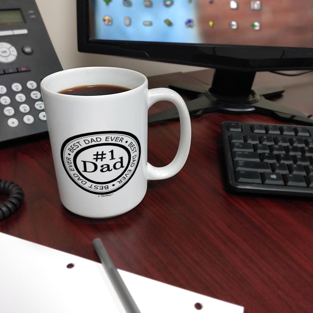 #1 Dad Mug - Best Father's Day Gifts for Dad, Birthday Present, Thank You Gift - 15oz Ceramic Coffee Cup with Handle - Perfect for Office, Home & Father's Day Celebrations