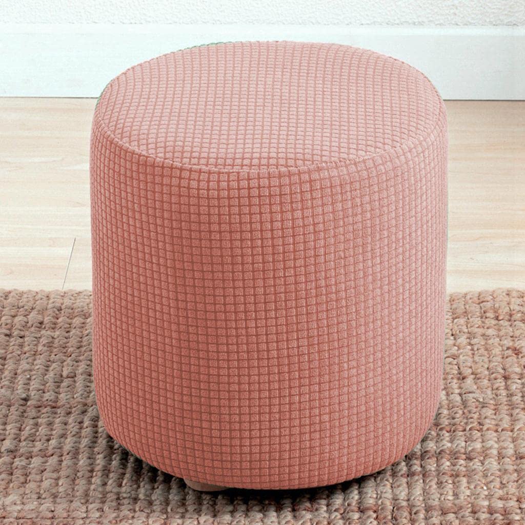 Prettyia Round Ottoman Slipcover - Soft Thick Modern Style Folding Storage Stool Cover, Pink | Perfect for Living Room, Bedroom & Nursery Furniture Protection