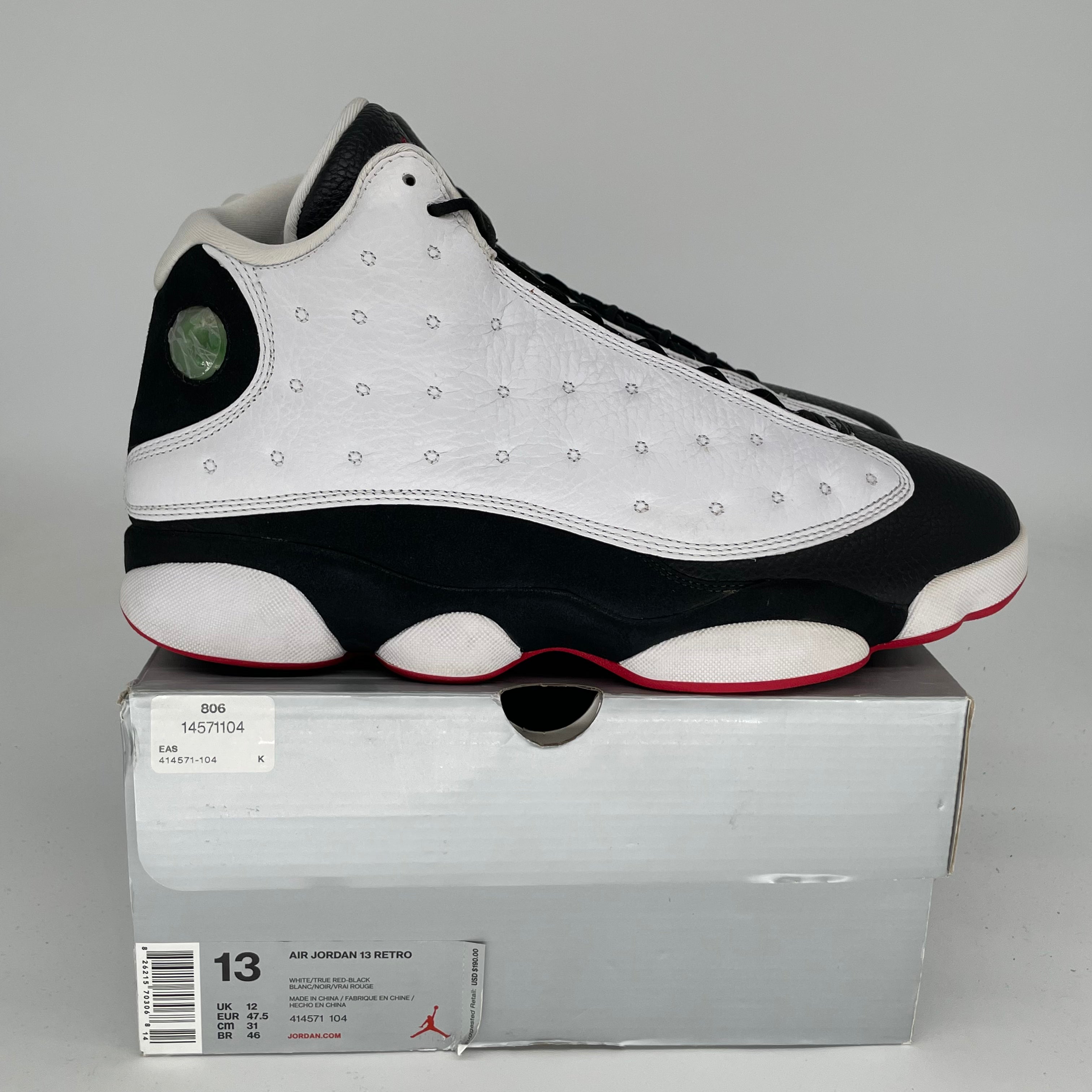 Original Air Jordan 13 Retro 'He Got Game' Men's Basketball Shoes Size 13 - White/Black-Varsity Red 414571-104 - Perfect for Streetwear & Basketball Games