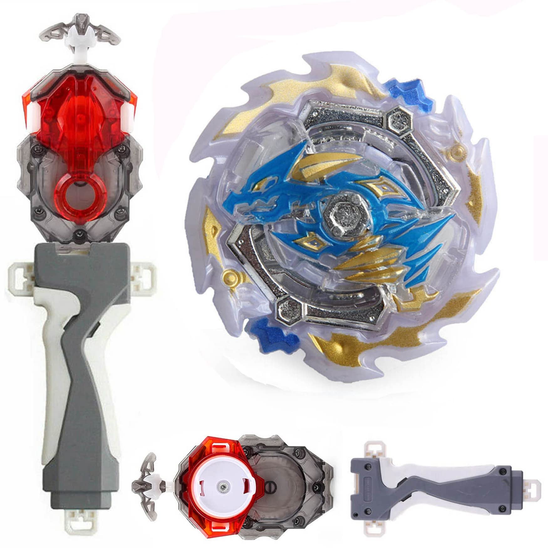 DWIN Bey Battling Toys Burst Booster GT Starter B-133 Ace Dragon Sting Charge Zan St.Ch Battle Top with B-184 Custom String Launcher - Left & Right Spin Grip Set for Competitive Play | Perfect for Kids' Battles and Collectors