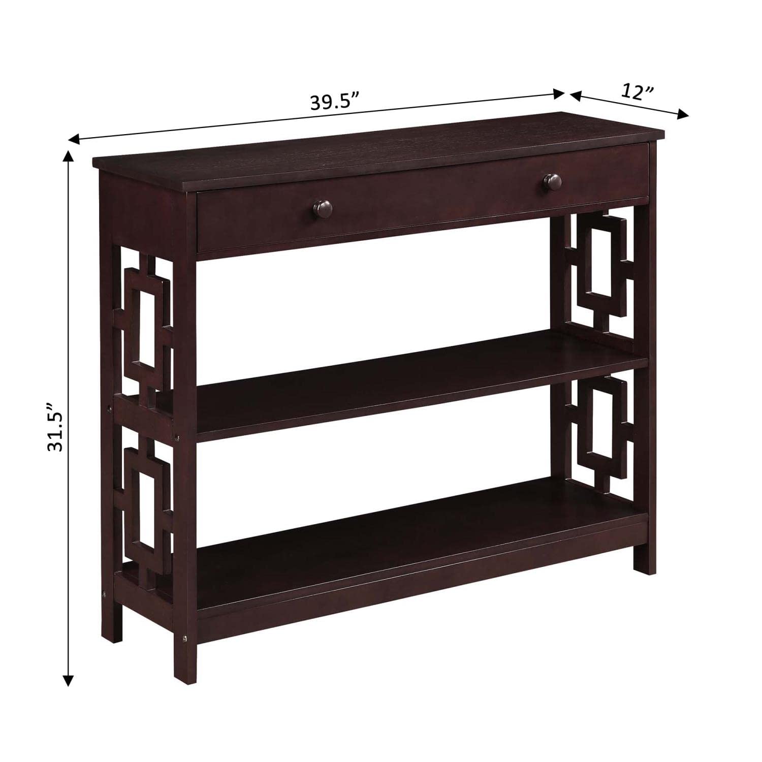 Convenience Concepts Town Square Console Table - Espresso Finish - Entryway Sofa Table for Hallway, Living Room & Home Decor
