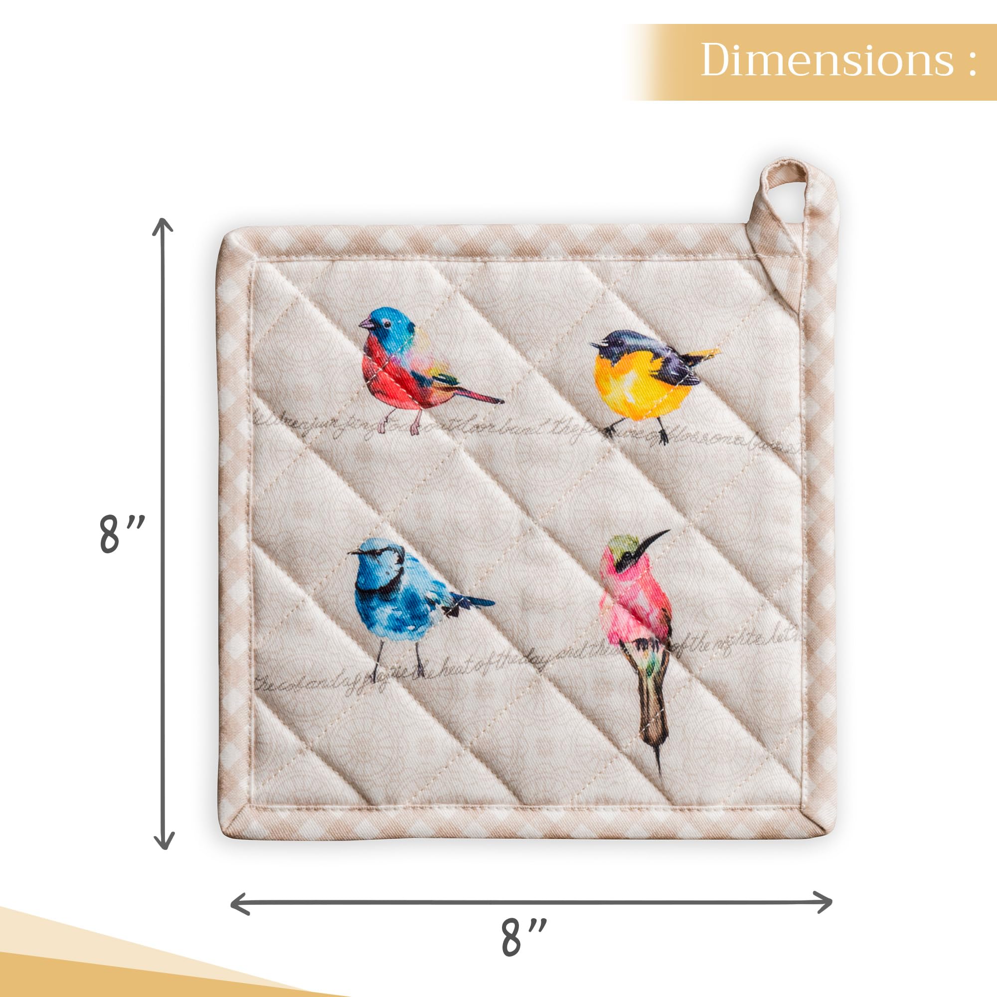 Maison d'Hermine 100% Cotton Heat Resistant Pot Holders Set of 2 - 8