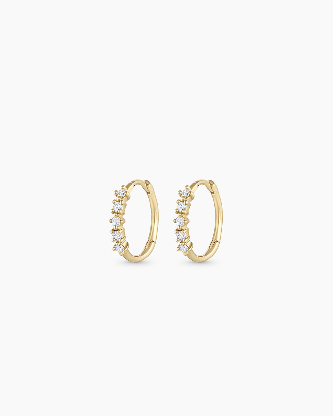 Diamond Row Huggie Earrings - Elegant & Dainty Gold Huggie Hoops for Women | Perfect for Everyday Wear, Date Night & Special Occasions