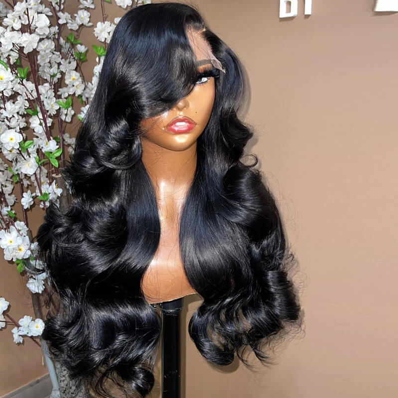 Eullair Hairstylist Inspired Butterfly Layered Cut Loose Body Wave Human Hair Wig with Curtain Bangs - Pre Cut Lace Front Wig for Everyday Wear & Special Occasions