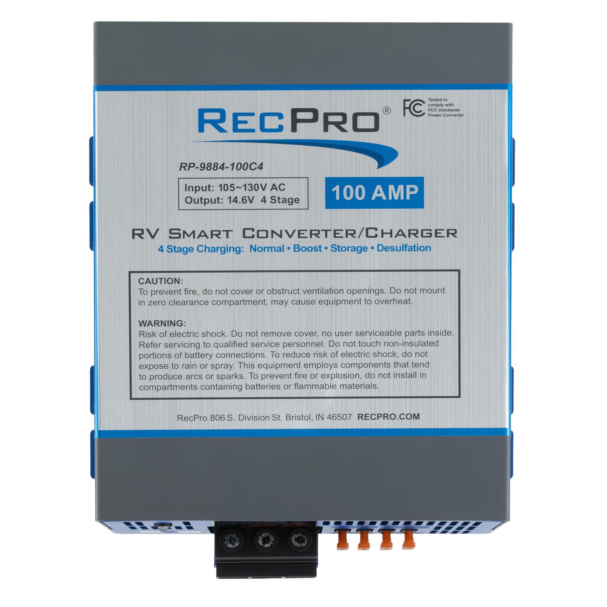 RecPro RV Converter 100 Amp - 4 Stage Smart RV Power Converter & Battery Charger | 120VAC to 12VDC Converter | 13V-16.5V Operating Range | Perfect for RV, Camper, Trailer & Marine Power Systems