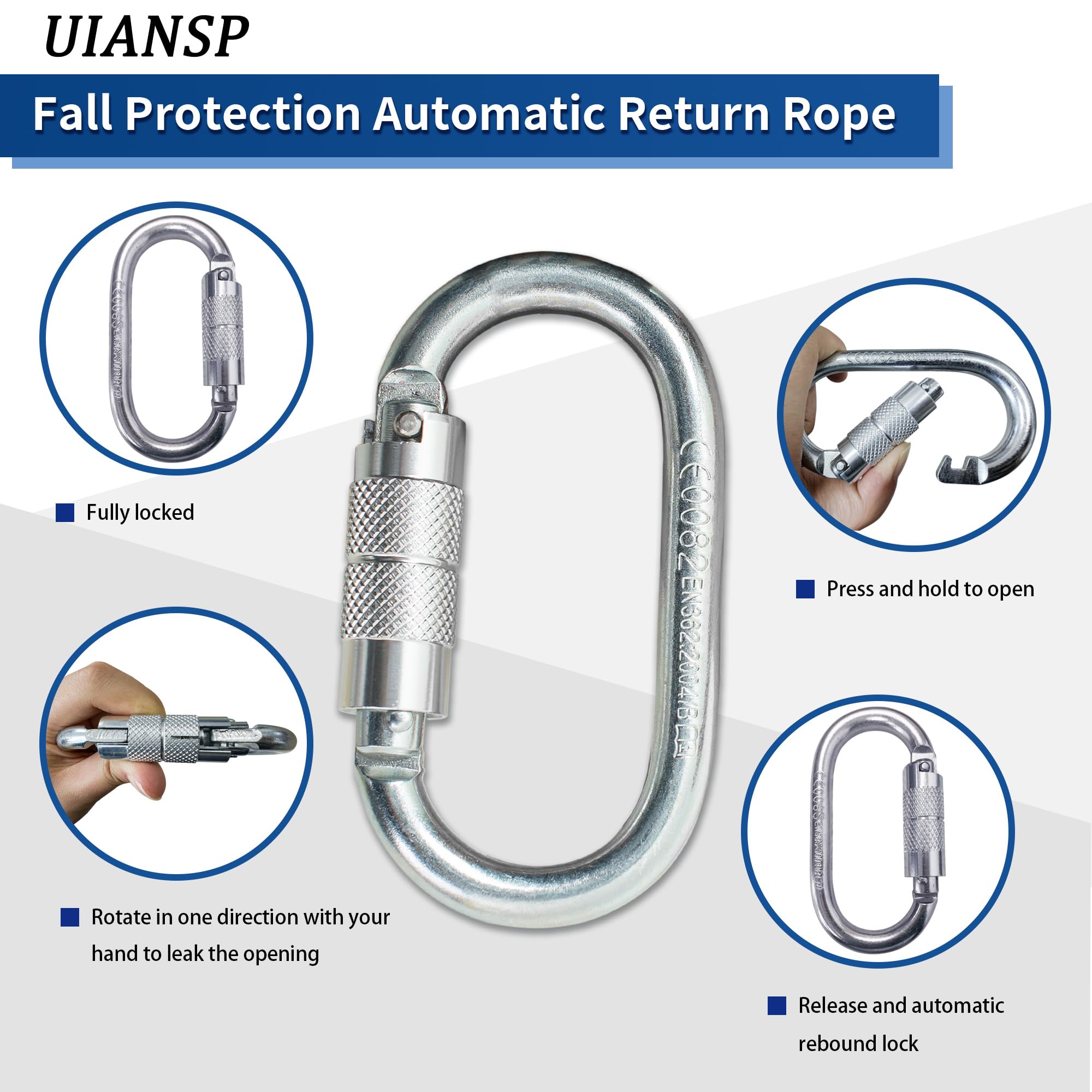Self Retracting Lifeline - Retractable Fall Arrest Lanyard for Construction & Roofing Safety with External Shock Absorber | OSHA Compliant Fall Protection Equipment for Roofers, Construction Workers & Industrial Use