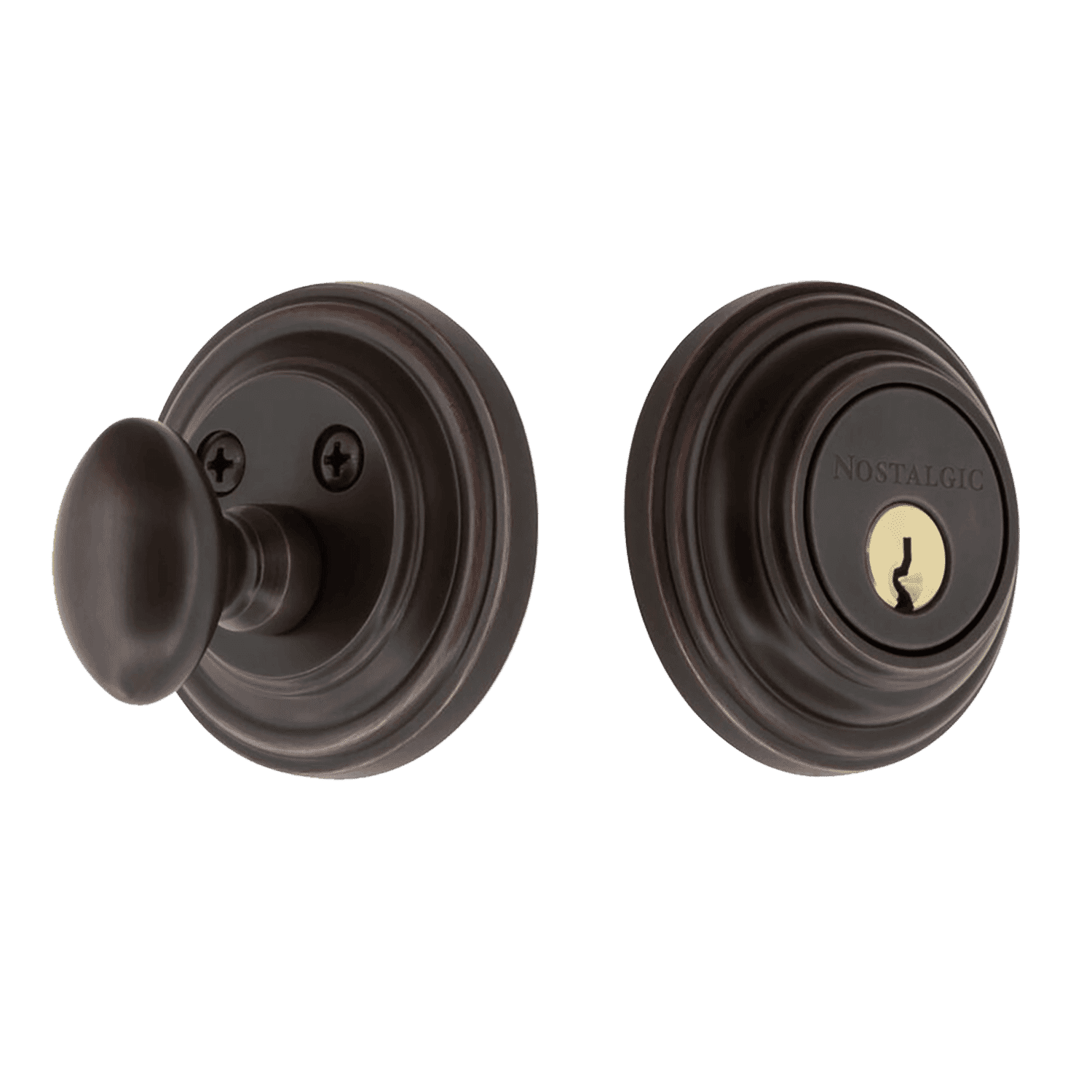 Classic Rosette Single Cylinder Deadbolt Lock in Timeless Bronze Finish - Secure Your Home Doors with Style