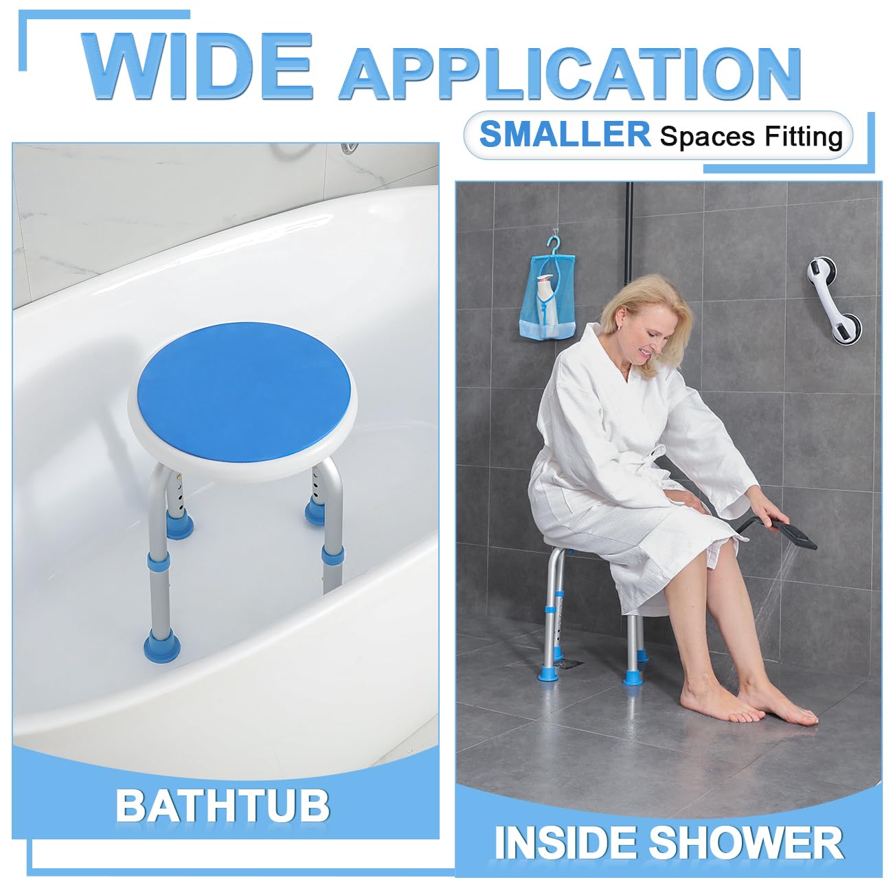 Adjustable Shower Chair for Elderly & Disabled - HSA/FSA Eligible Bath Stool with Non-Slip Feet, Tool-Free Installation for Bathtub or Shower - Ideal for Seniors, Pregnant Women & Mobility Assistance