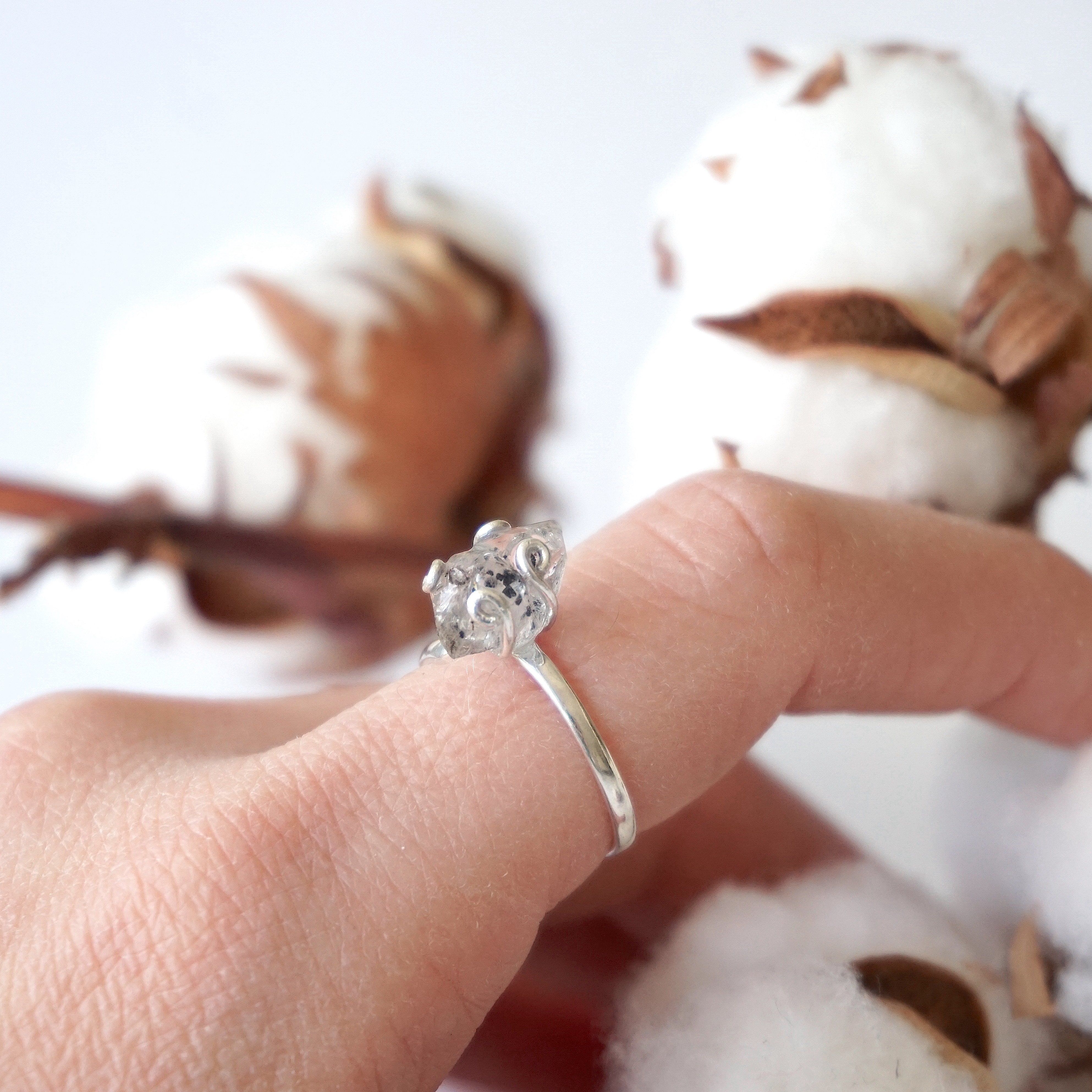 Women's Herkimer Diamond Sterling Silver Adjustable Ring - Elegant Handmade Jewelry for Everyday Wear & Special Occasions | Perfect Gift for Her