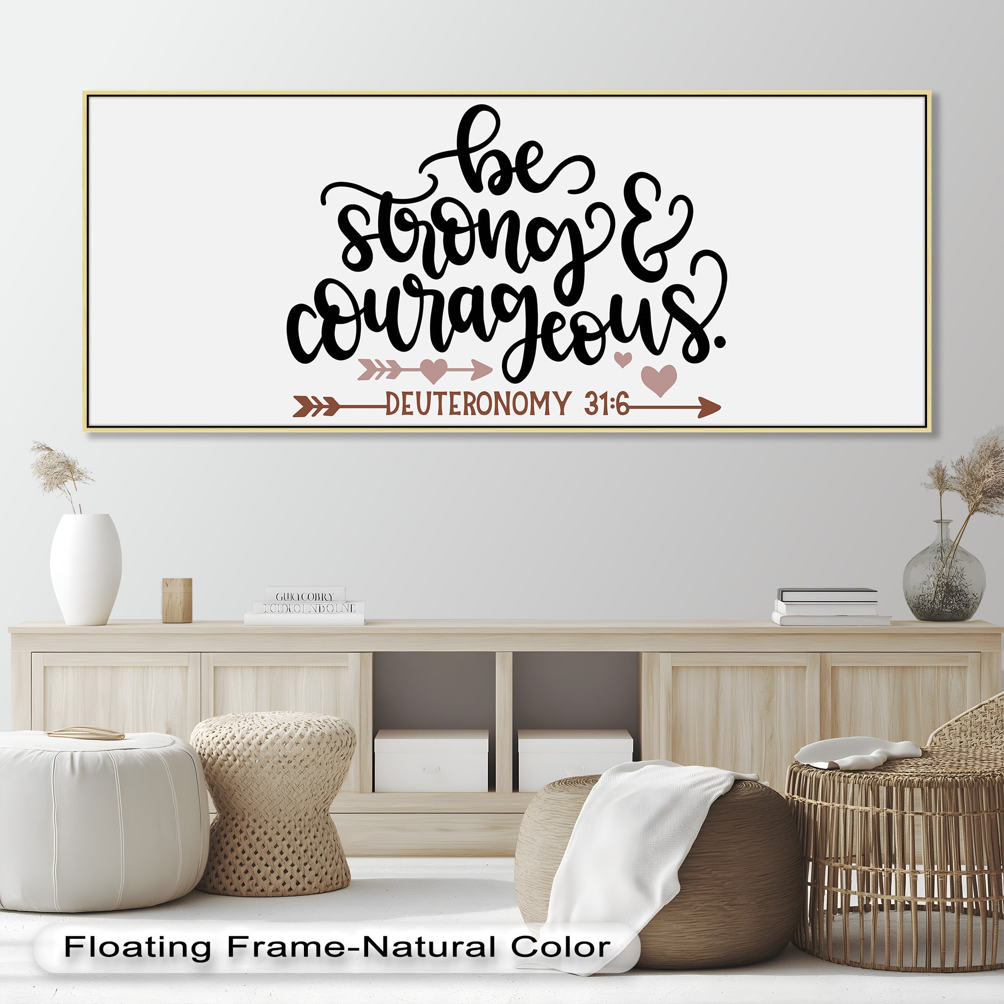 Be Strong & Courageous - Deuteronomy 31:6 Bible Verse Oil Painting - Inspirational Christian Wall Art for Home, Church & Office Decor