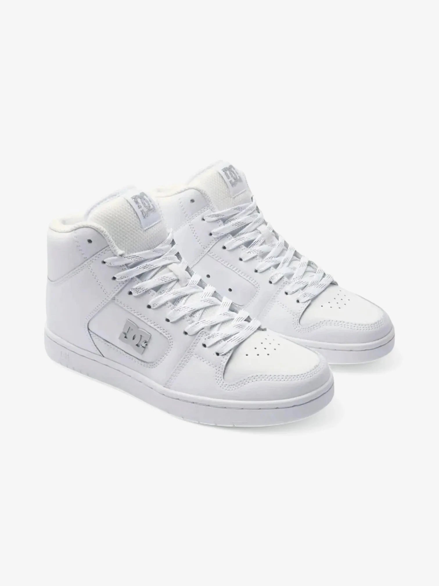 DC Women's Manteca 4 Mid Skate Shoes in White/Silver - Perfect for Skateboarding & Casual Streetwear Fashion