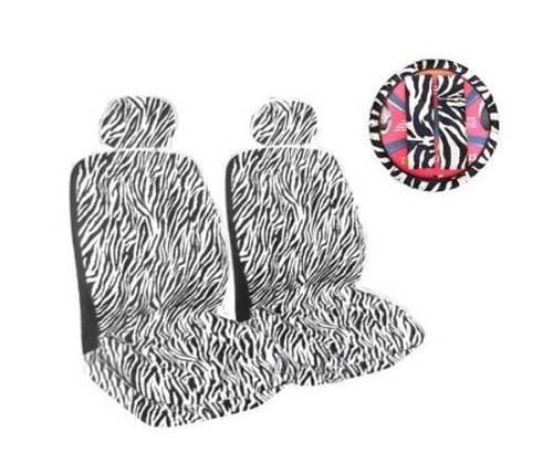 Zebra Print Car Seat Covers Set - 7pc for Comfort & Style
