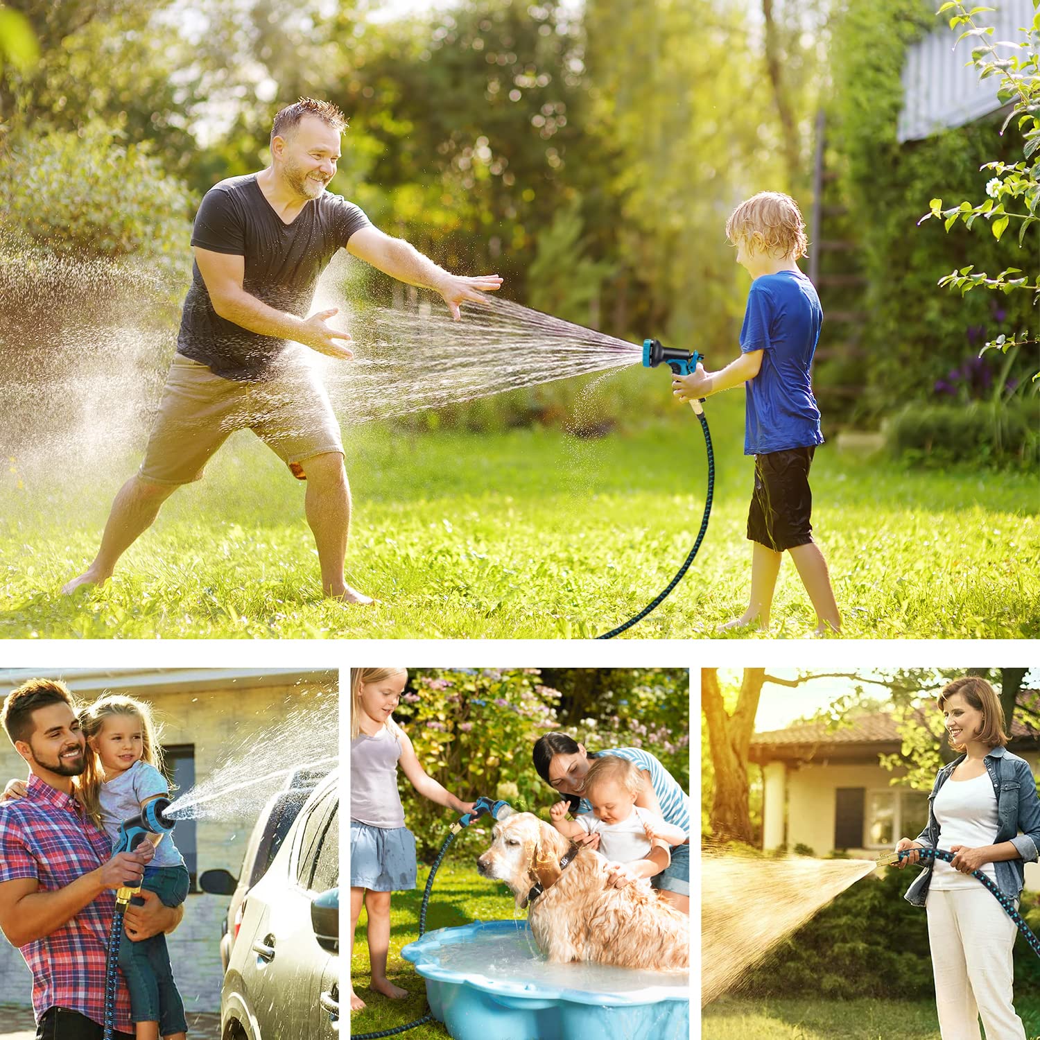 100 ft Expandable Garden Hose with 10-Function Spray Nozzle - 2024 Upgraded Flexible Water Hose for Yard, Car Wash & Outdoor Use - Lightweight Leakproof Expanding Pipe with Solid Brass Connectors - Perfect for Gardening, Lawn Care, and Outdoor Cleaning