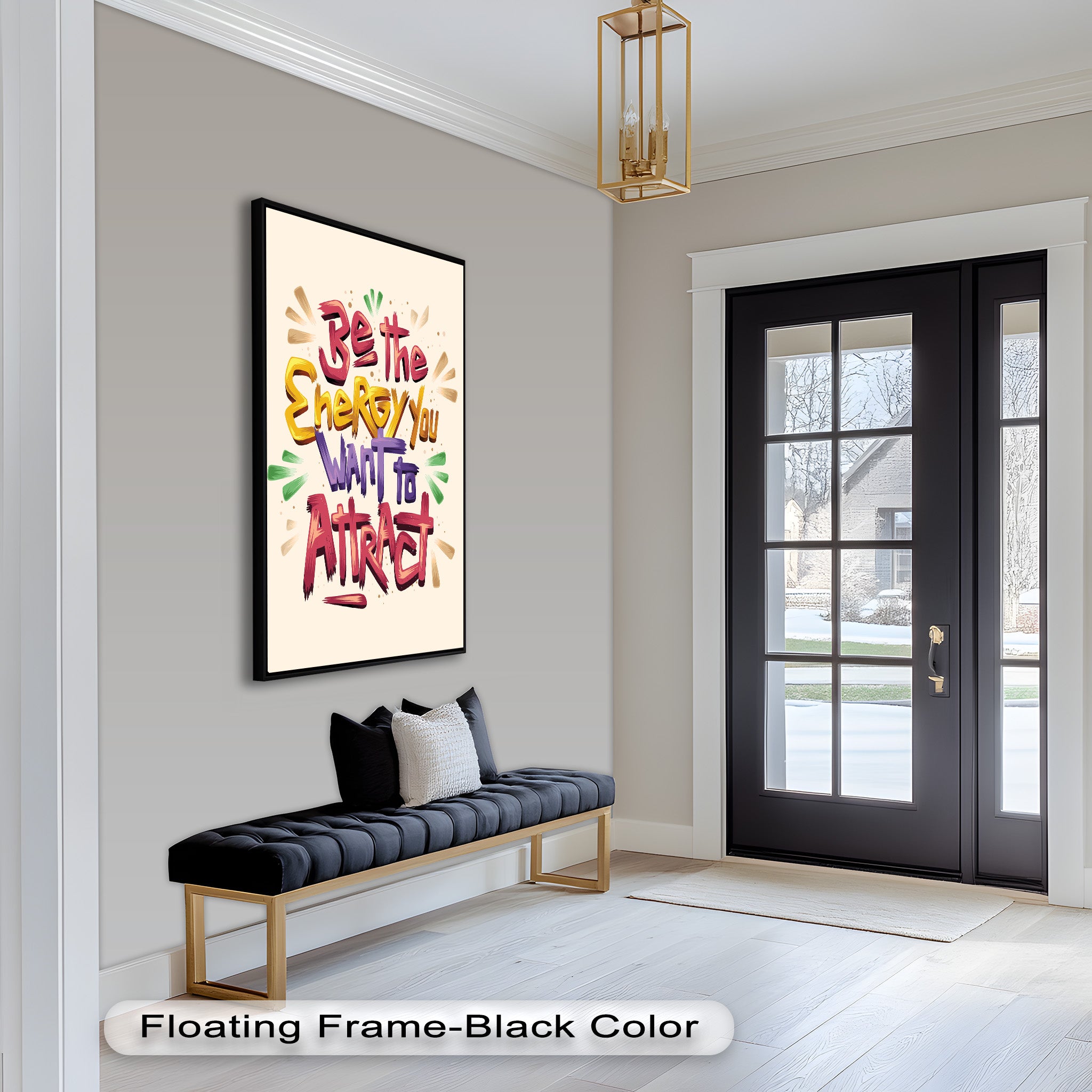 Inspirational Oil Painting - Be the Energy You Want to Attract - Motivational Wall Art for Home, Office & Meditation Space
