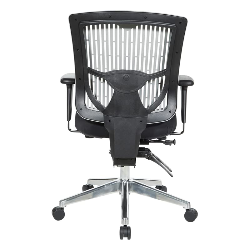 Office Star 978 Series Adjustable Ergonomic Office Chair with Contoured Plastic Back & Built-in Lumbar Support - Grey - Perfect for Home Office, Executive Desk & Workspace Comfort