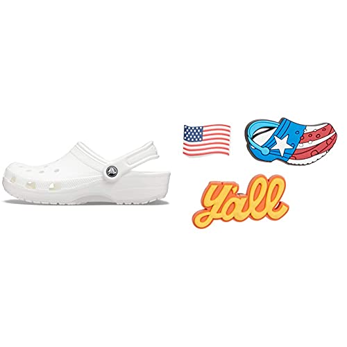 Crocs Classic Clog for Men & Women with 3-Pack Jibbitz Charms - Comfortable Slip-On Shoes for Casual Wear, Gardening, and Outdoor Activities