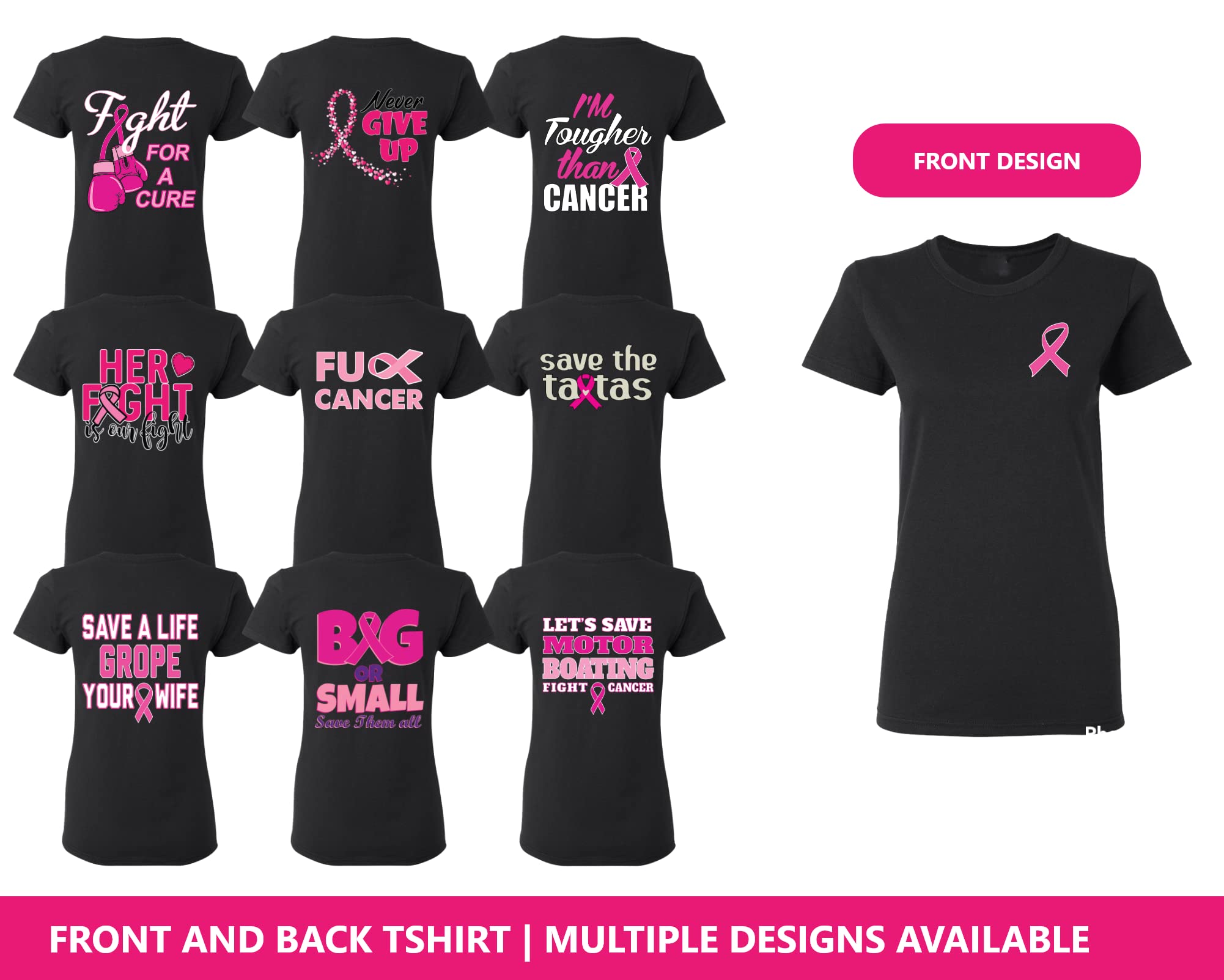 Wild Bobby Breast Cancer Awareness Faith Pink Ribbon Sunflower Women's T-Shirt - Front & Back Design - Comfortable Cotton Tee for Charity Events, Fundraisers & Everyday Wear