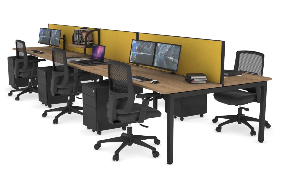 Quadro Square Legs 6-Person Office Workstation Desk [1600L x 700W] - Perfect for Team Collaboration & Open Office Spaces
