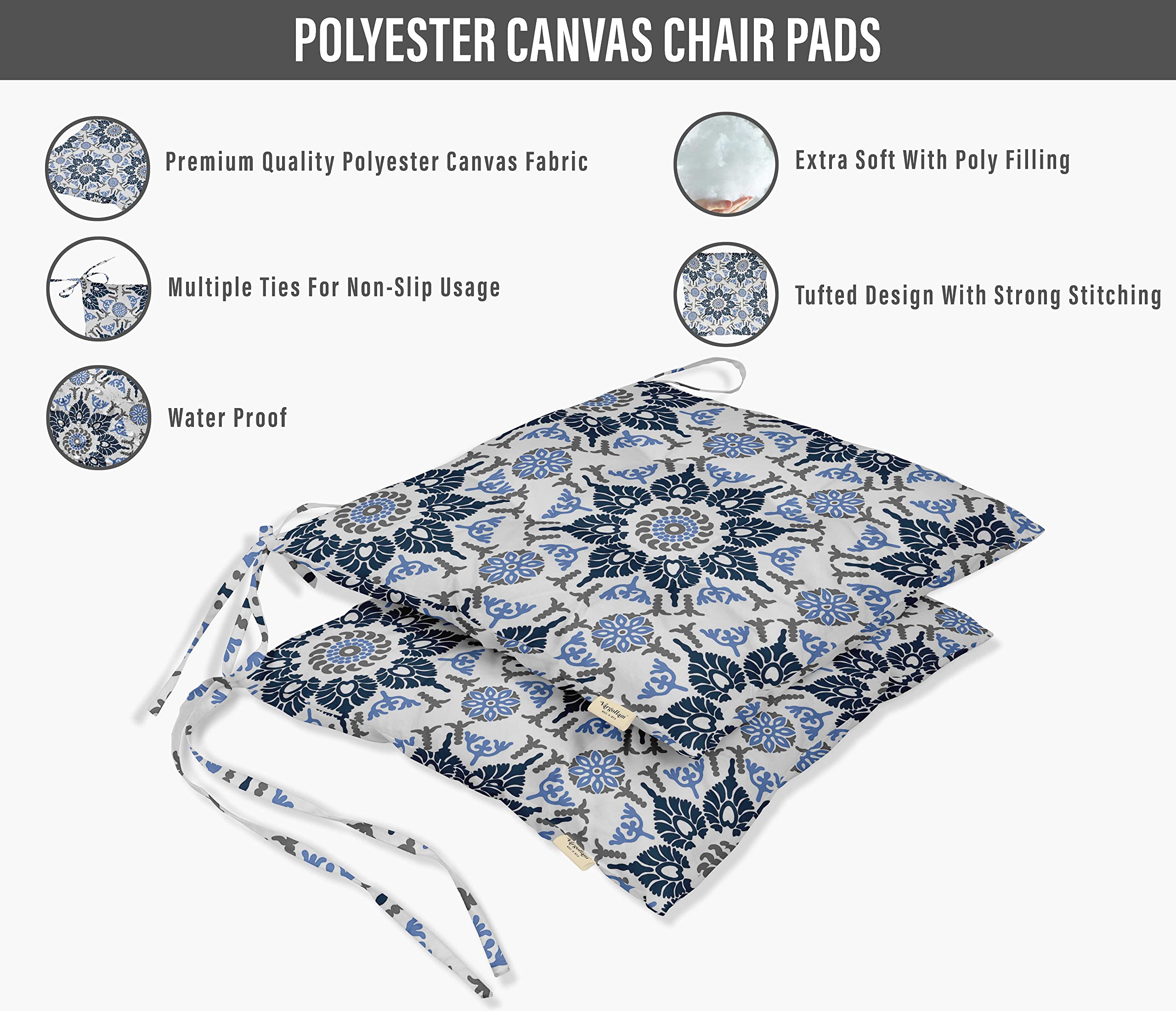 Premium Water-Resistant Indoor/Outdoor Tufted Square Patio Cushion Set of 2 - 19