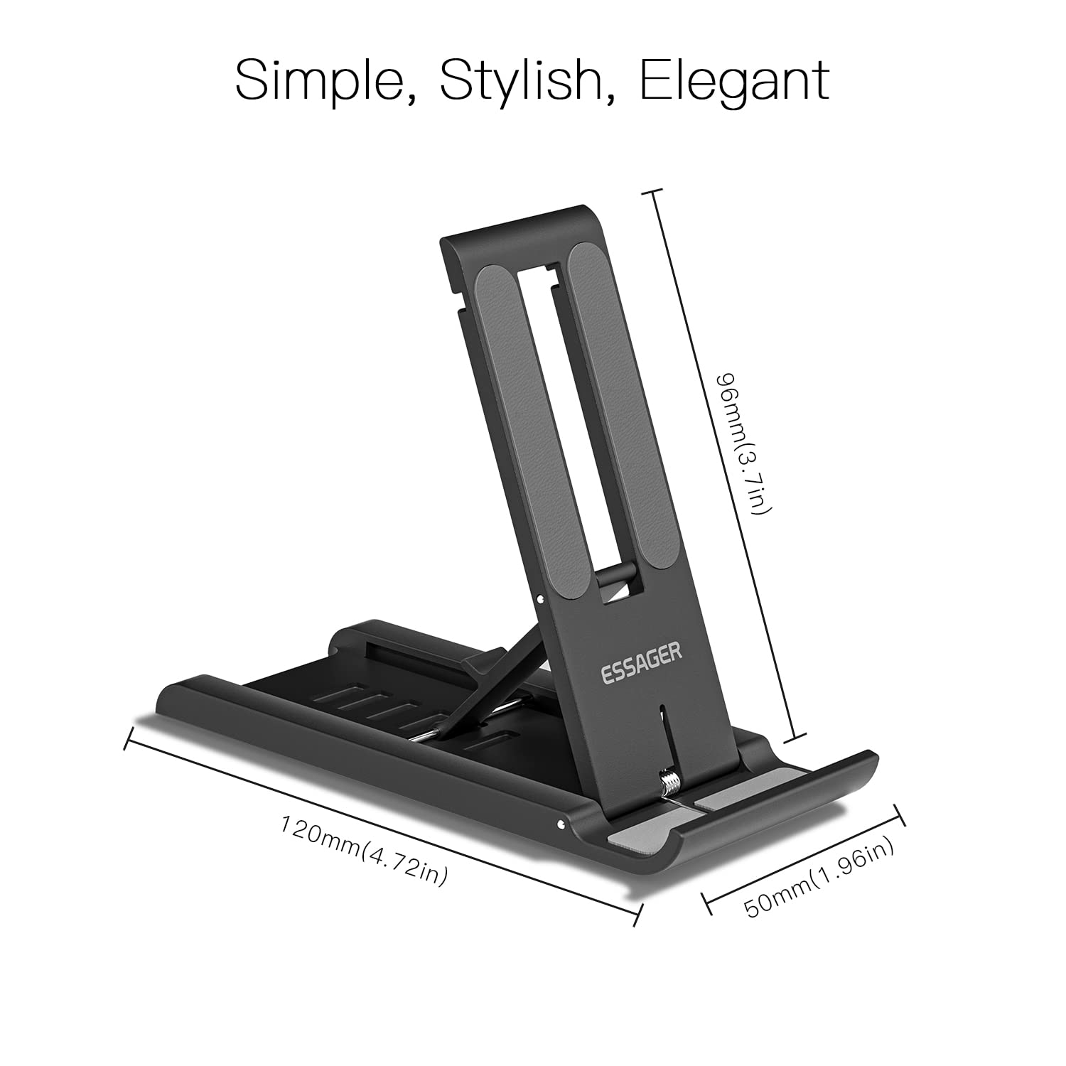 ESSAGER 2 Pack Adjustable Foldable Phone Stand - Universal Mini Cell Phone Holder for Desk, Compatible with iPhone, Kindle, Samsung & All Smartphones (White) - Perfect for Home Office, Bedside, Kitchen & Video Watching