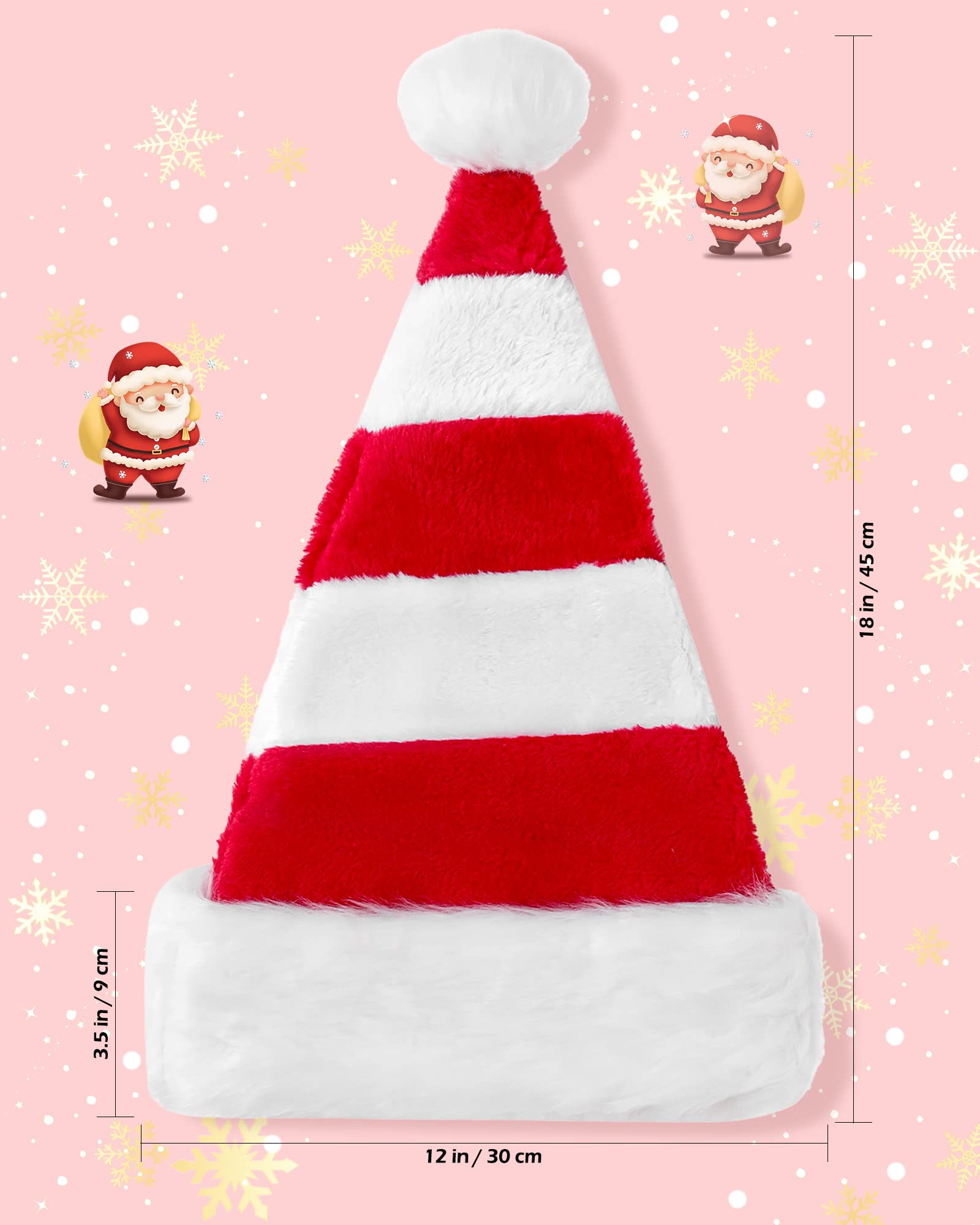 2 Pack Red and White Striped Santa Hat - Funny Christmas Elf Hats for Holiday Parties, Candy Theme Costume Accessories & Photo Props - Perfect for Xmas Celebrations, Family Gatherings and Festive Selfies
