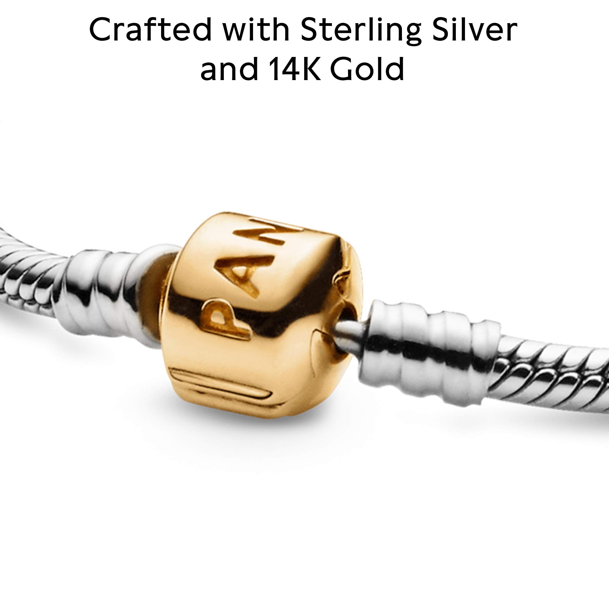 PANDORA Sterling Silver Charm Bracelet with 14K Gold Clasp - 8.3 Inch Adjustable Women's Jewelry for Gifts, Anniversary & Everyday Wear