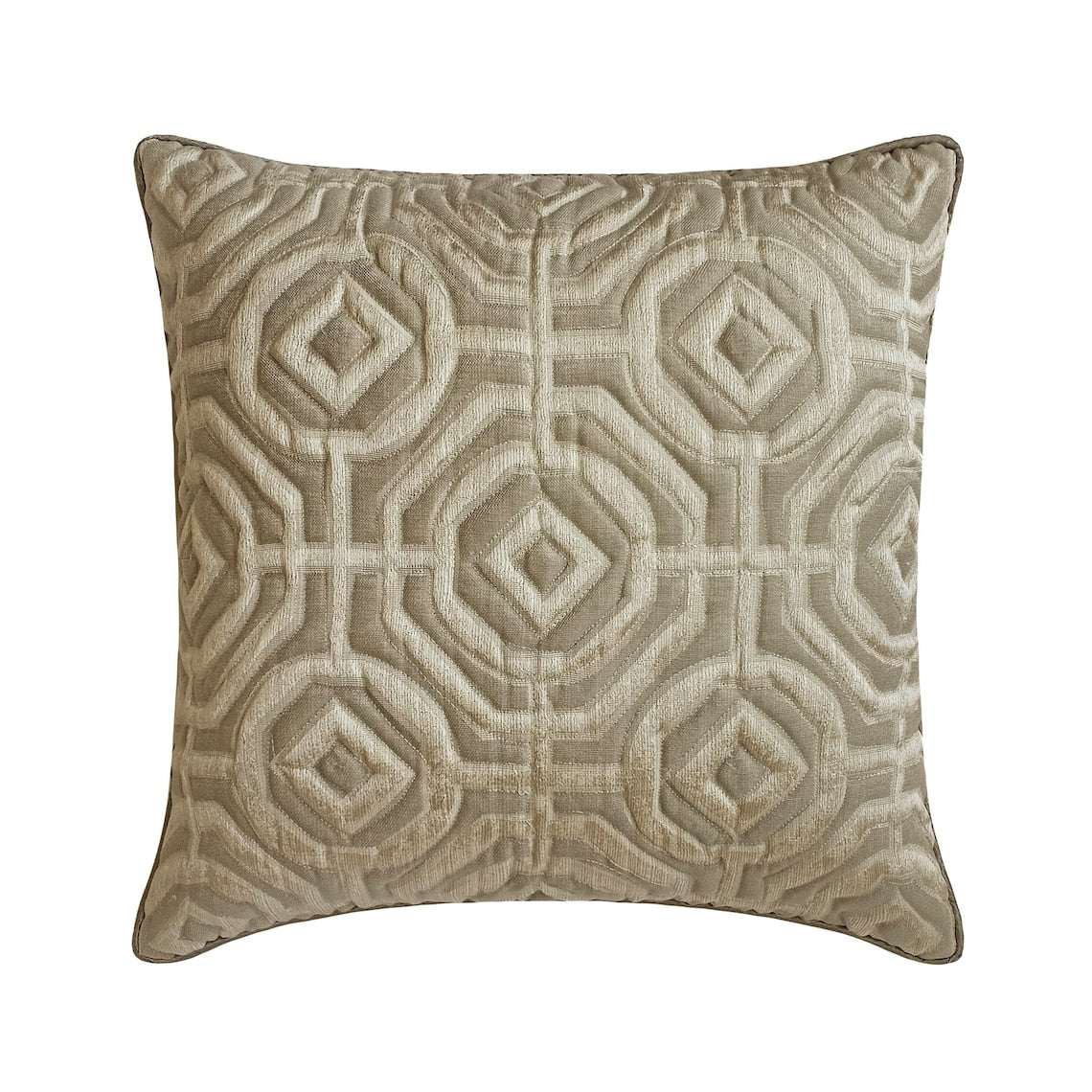 Angular Alchemy Beige Jacquard Throw Pillow Cover - Elegant Home Decor for Sofa, Bed & Living Room