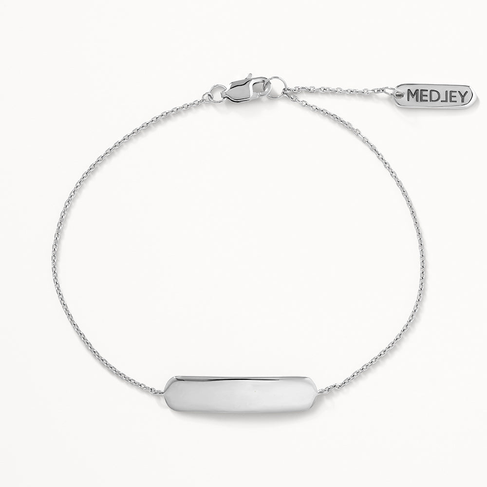 Custom Engravable Silver Bar Bracelet for Men & Women - Personalized Gift for Anniversary, Birthday, Wedding - Stylish & Elegant Jewelry for Everyday Wear
