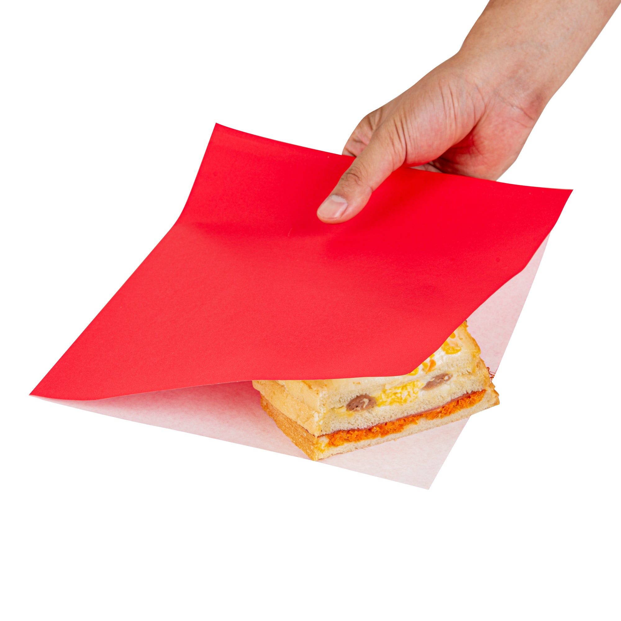 Premium Red Greaseproof Paper Bags - Large Double Open Design (10