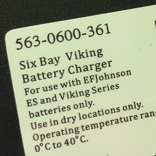 EF Johnson 563 0600 361 Six Bay Viking Multi Charger - Tri Chem Lithium Battery Charger for VP600 & VP900 Radios | Perfect for Law Enforcement & Emergency Communication Scenarios