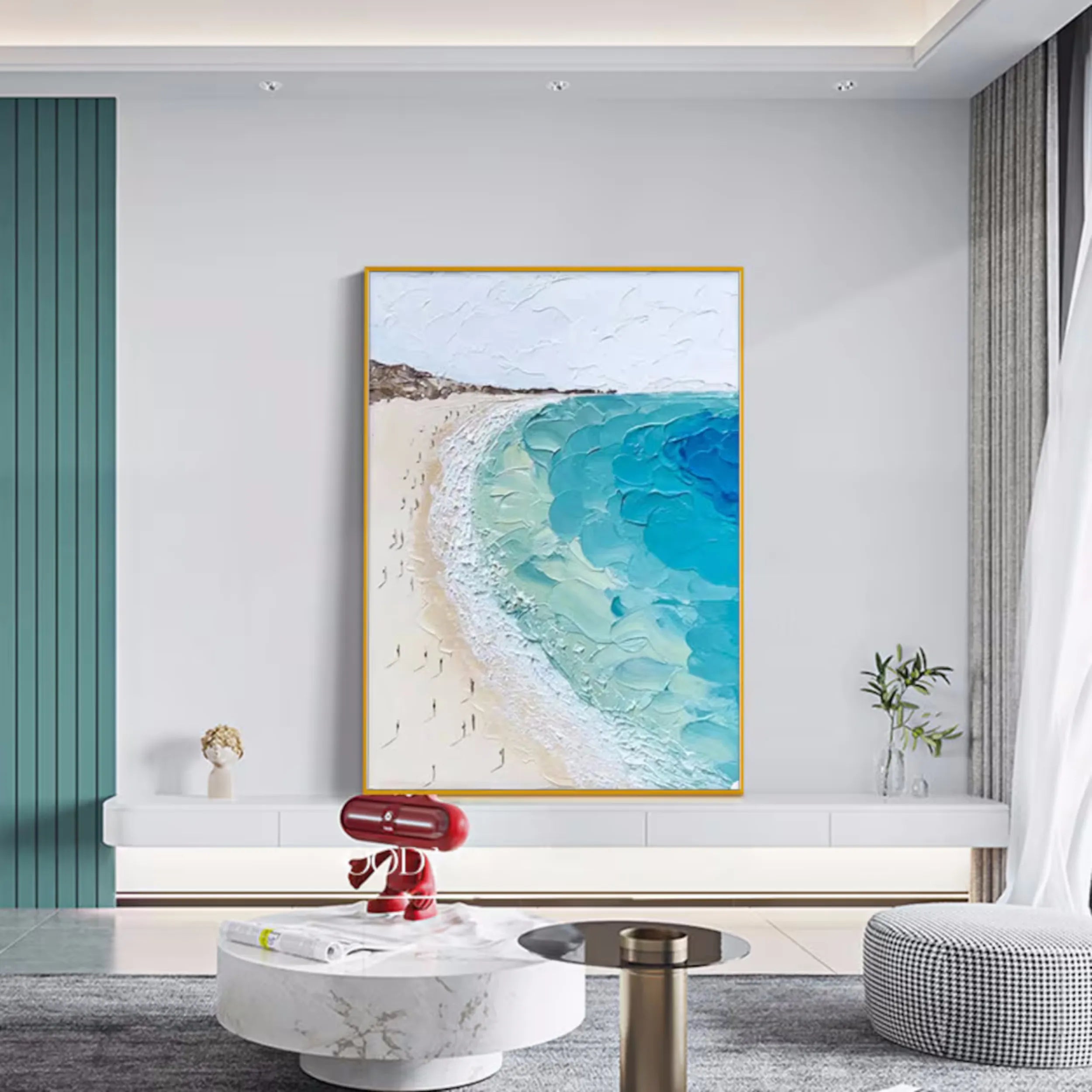 Seascape and Snowy Peak Landscape Painting - Premium Wall Art Decor for Living Room, Bedroom, or Office - #SP026