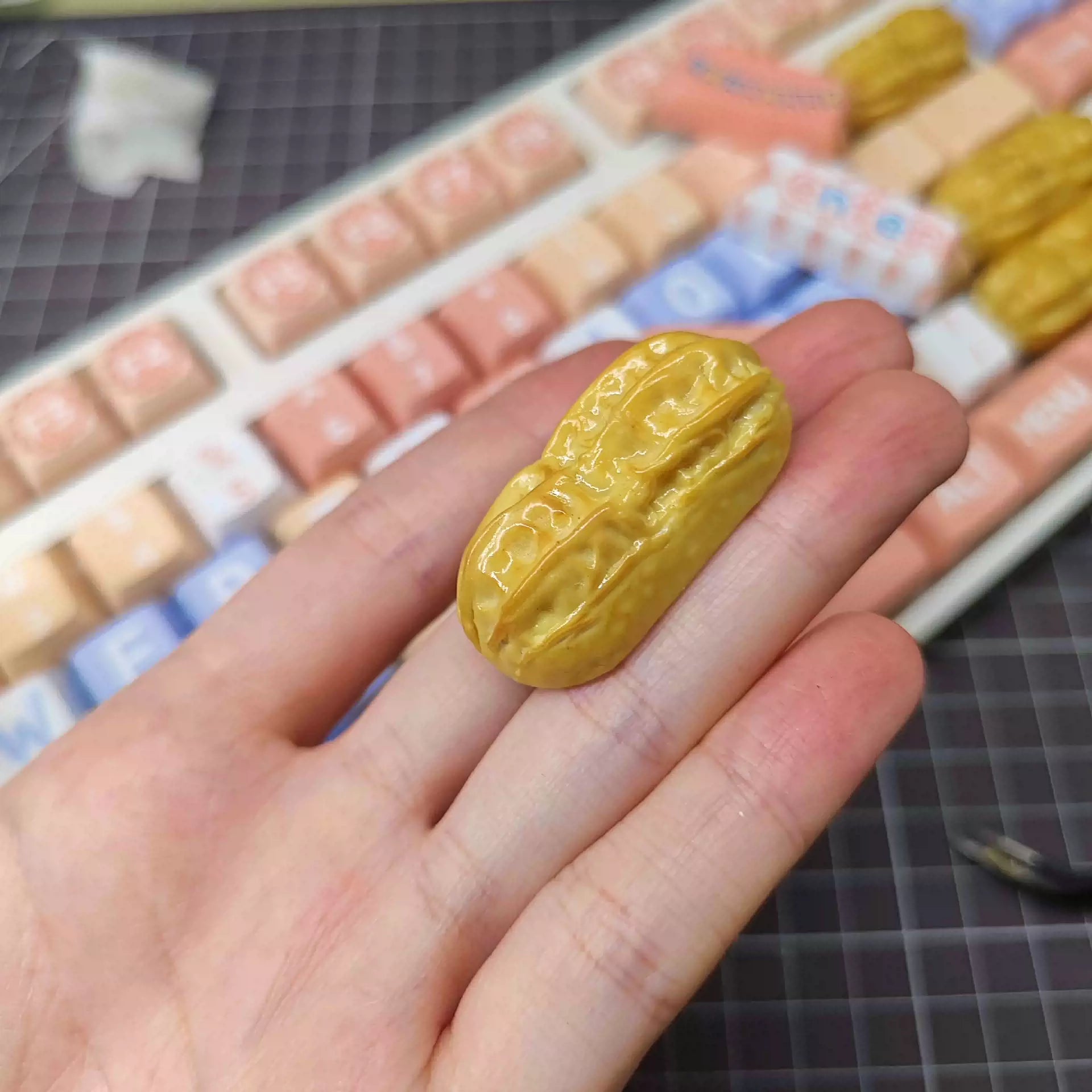 Handmade Resin Clay Food Collection Keycaps - Custom Stone Plastic Clay Artisan Keycaps for Mechanical Keyboards | Unique Keyboard Decor for Gaming & Office Use