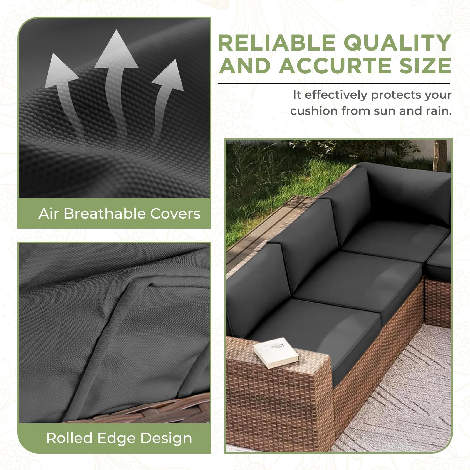 PROHIKER 9-Pack Outdoor Cushion Covers with Zipper - Replacement Covers for 5-Piece Patio Furniture Sets (Dark Gray) - Waterproof Sofa & Pillow Covers for Outdoor Conversation Sets, Deck, Porch, and Garden Furniture