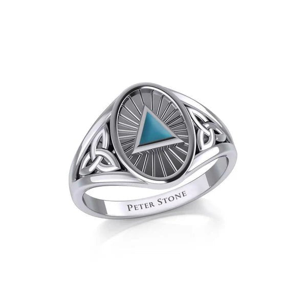 Celtic Trinity Knot Sterling Silver AA Recovery Ring with Inlaid Symbol - Meaningful Jewelry for Sobriety & Spiritual Protection - Perfect for 12-Step Programs, Addiction Recovery Gifts, and Irish Heritage Celebrations