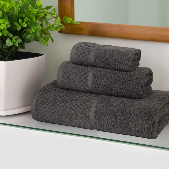 Premium Cotton Plush Soft Absorbent Jacquard 3-Piece Towel Set - Ultra Soft Bath, Beach & Spa Towels for Luxury Home & Travel Use