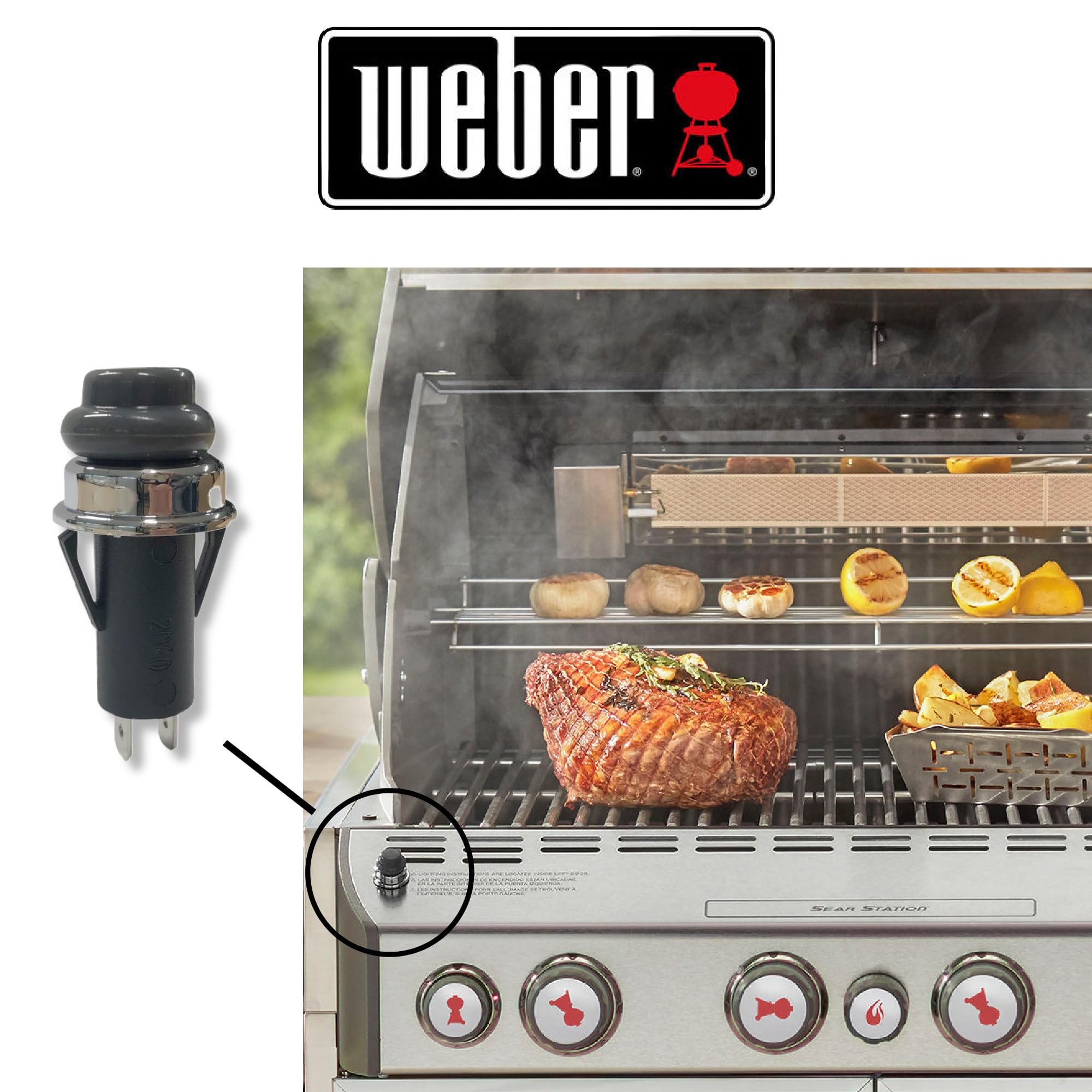 Weber Accent Light Switch for Summit Series Grills 70189 - Replacement Part for Outdoor BBQ Cooking, Camping & Backyard Grilling Accessories