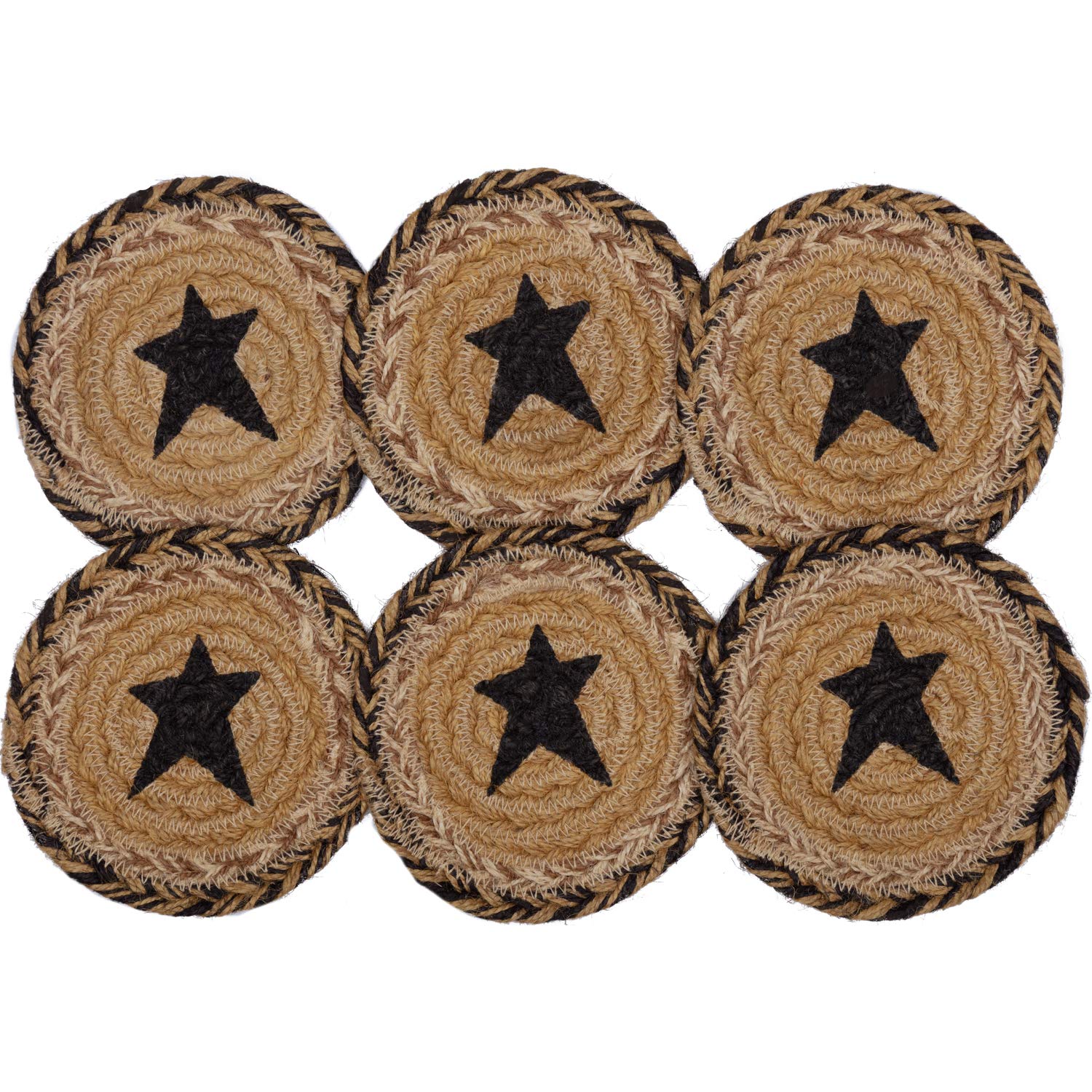 VHC Brands Primitive Jute Coasters Set of 6 - 4