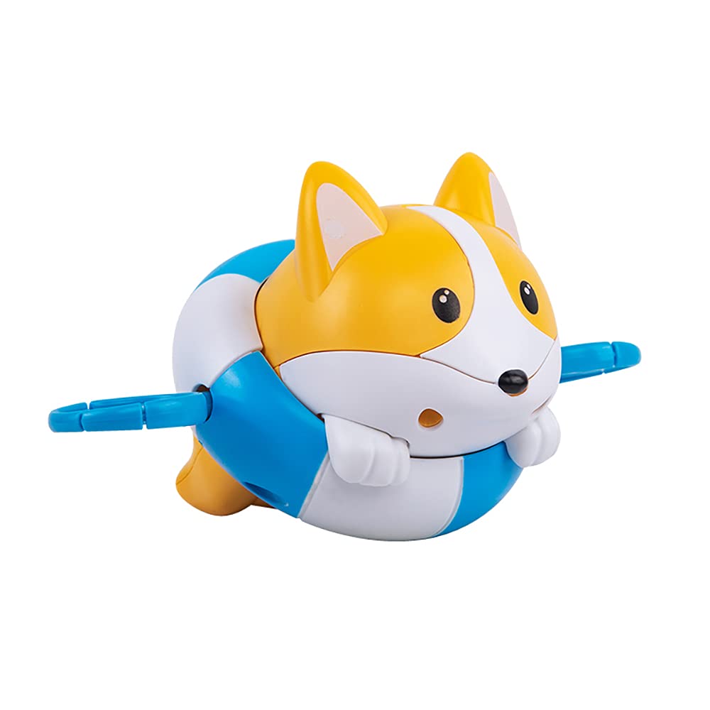 Wind-Up Swimming Corgi Bath Toy - Pull & Go Floating Puppy with String, Rowing Water Toy for Kids (Blue) | Fun Bathtime Play for Boys & Girls Age 9+