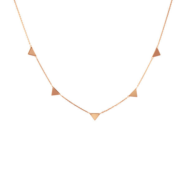 14K Gold Mini Triangle Station Necklace - Dainty Layering Chain for Women, Perfect for Everyday Wear & Gift Giving