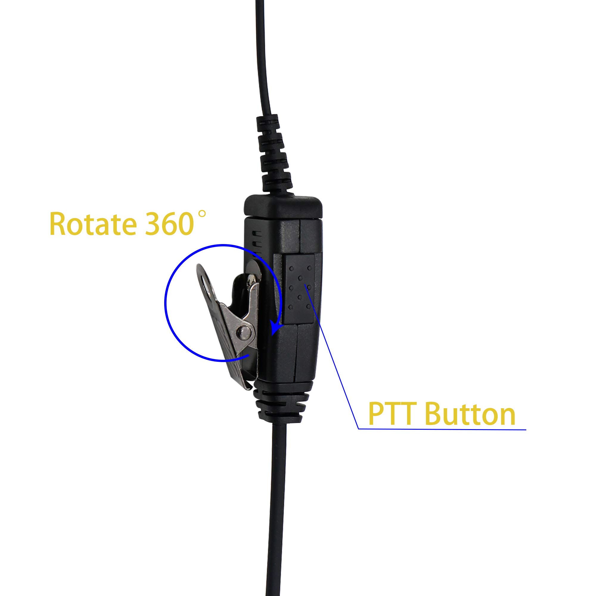 Motorola CLP1010 CLP1040 CLP1060 Walkie Talkie Earpiece - 1 Pin Single Wire C-Shape Swivel Ear Hook Headset for Clear Communication | Perfect for Security, Construction & Event Staff