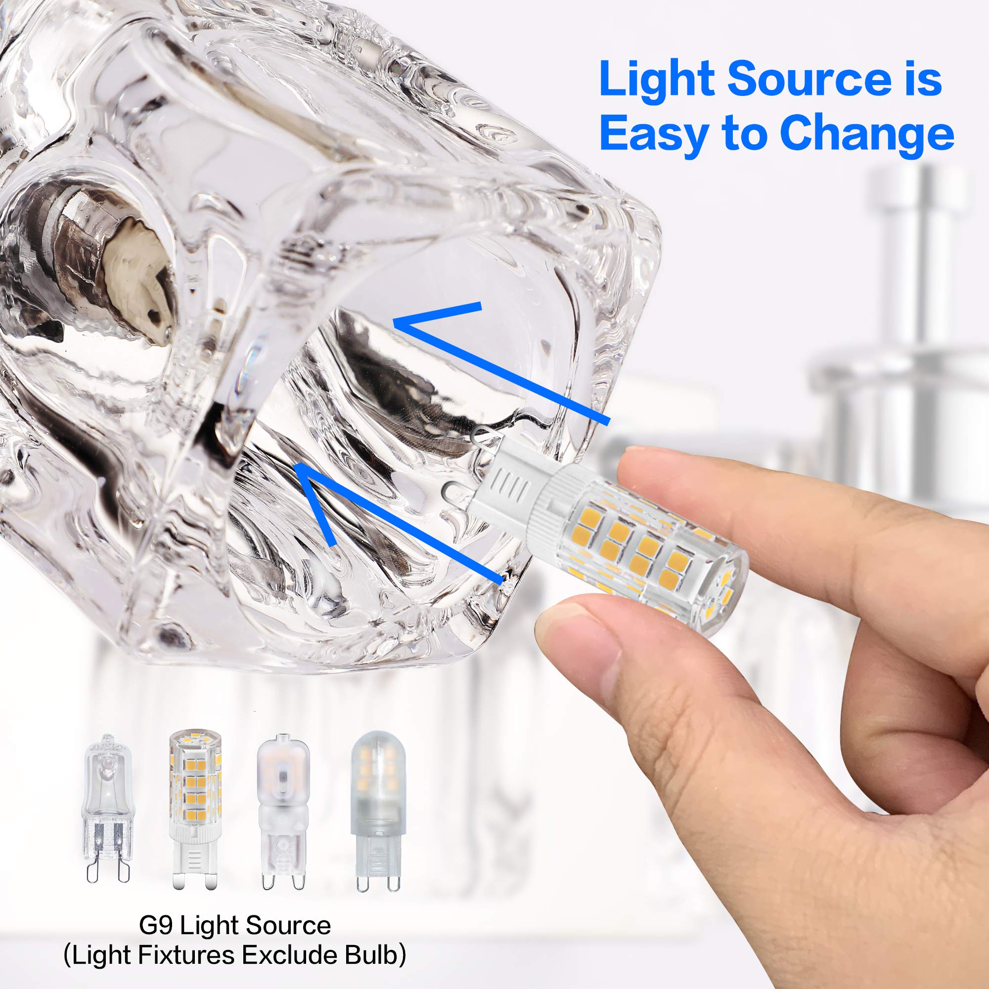 PRESDE Modern Bathroom Vanity Light Fixture - 4-Light Crystal Sconce for Mirror Lighting, Elegant Bathroom Wall Light with Clear Glass Shades - Perfect for Bathroom, Powder Room, and Dressing Area Makeup Lighting