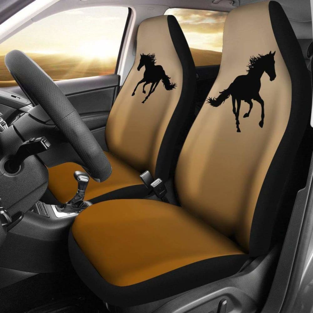 Black Quarter Horse Silhouette Seat Covers for Trucks & Cars - Western Style Automotive Accessories for Cowboy & Equestrian Lovers - Perfect for Ranch, Rodeo & Road Trips