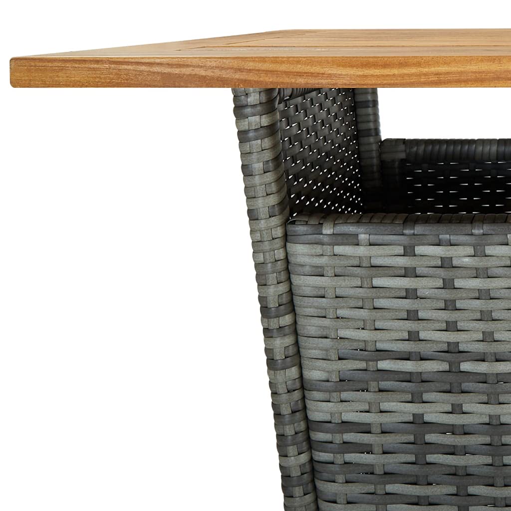 vidaXL 3-Piece Patio Bar Set with Cushions - Gray Poly Rattan Outdoor Bistro Furniture for Garden, Balcony, Backyard & Terrace - Perfect for Dining, Lounging & Entertaining Guests