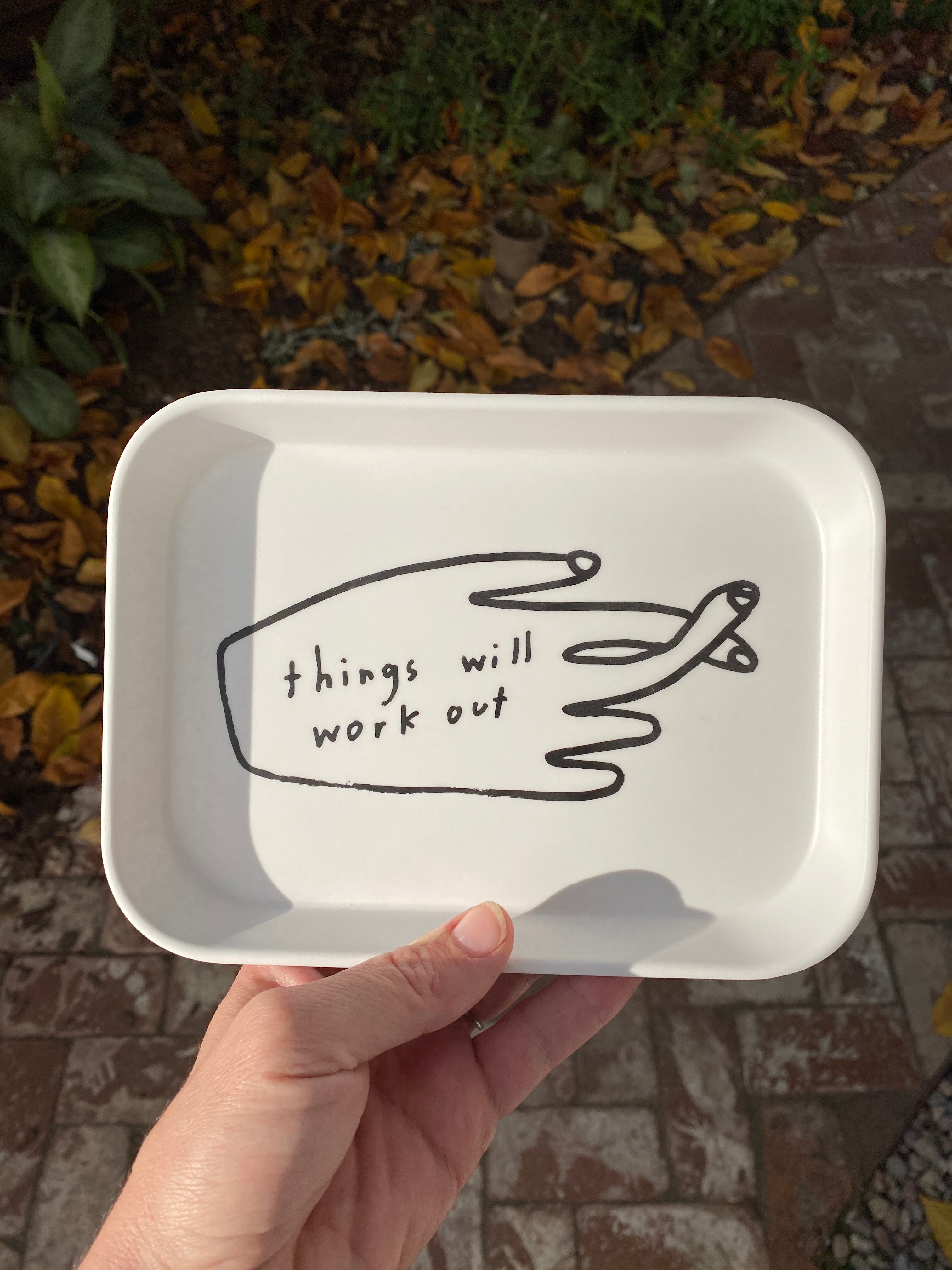 Things Will Work Out Tray - Motivational Desk Organizer for Office & Home - Perfect for Keys, Jewelry, and Small Essentials