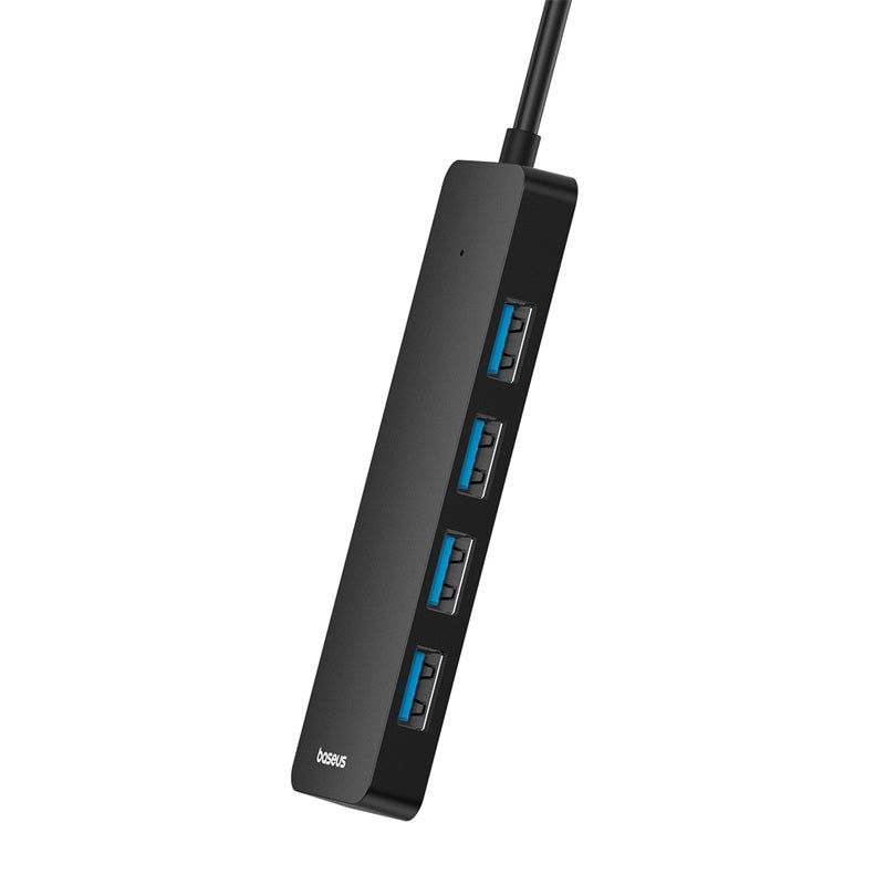 Baseus UltraJoy Series 4-Port USB 3.0 Hub Adapter - 50cm Cable, 5Gbps High-Speed Data Transfer, Black - Perfect for Home Office, Gaming & Multi-Device Connectivity