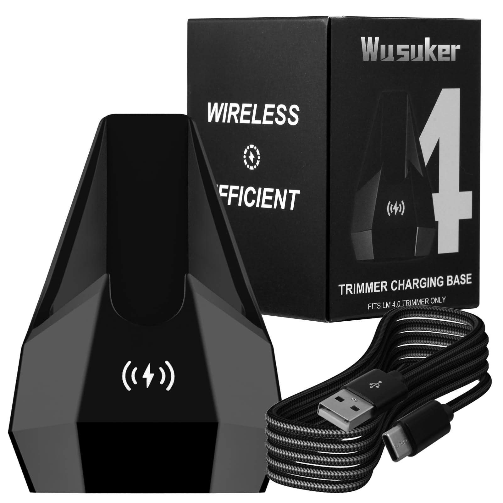 Replacement Wireless Charging Dock & USB Cable for Manscaped The Lawn Mower 4.0 Trimmer - Compatible Charger Station for Manscaped 4.0 Only (Black) - Perfect for Home Grooming & Travel Use