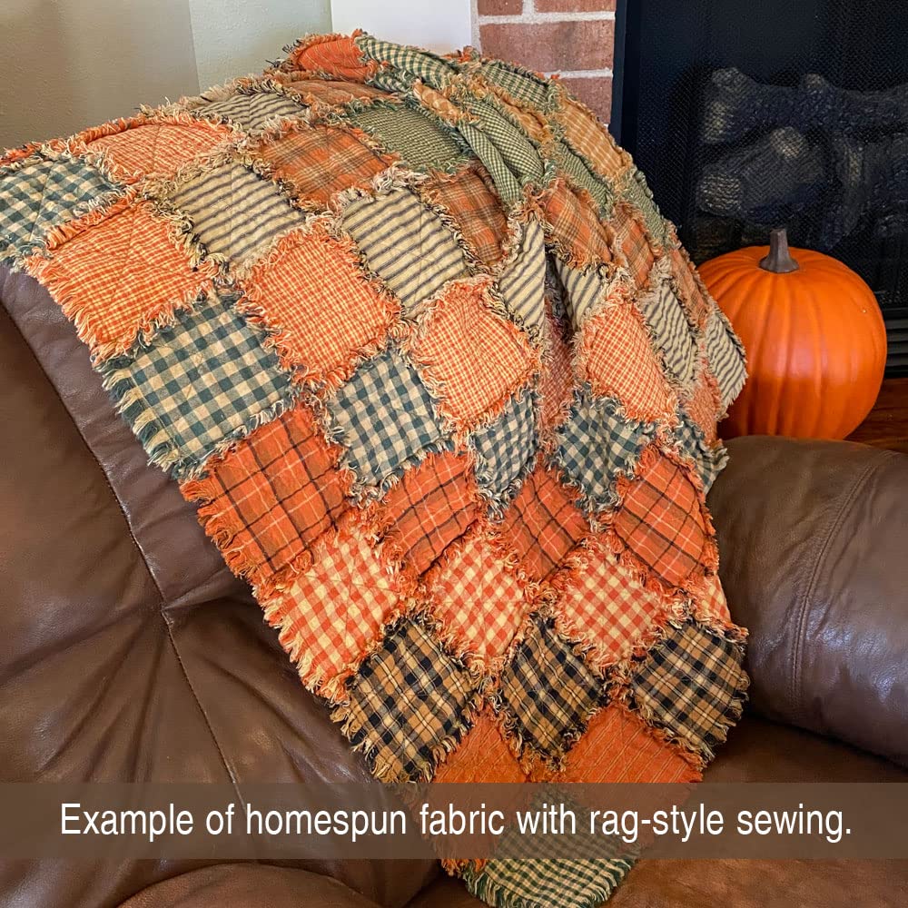 Autumn Spice Ragged Homespun Quilt Kit - 200+ Six Inch Squares, 100% Plaid Cotton Fabric by JCS - Perfect for Fall Home Decor, Cozy Bedding & DIY Craft Projects