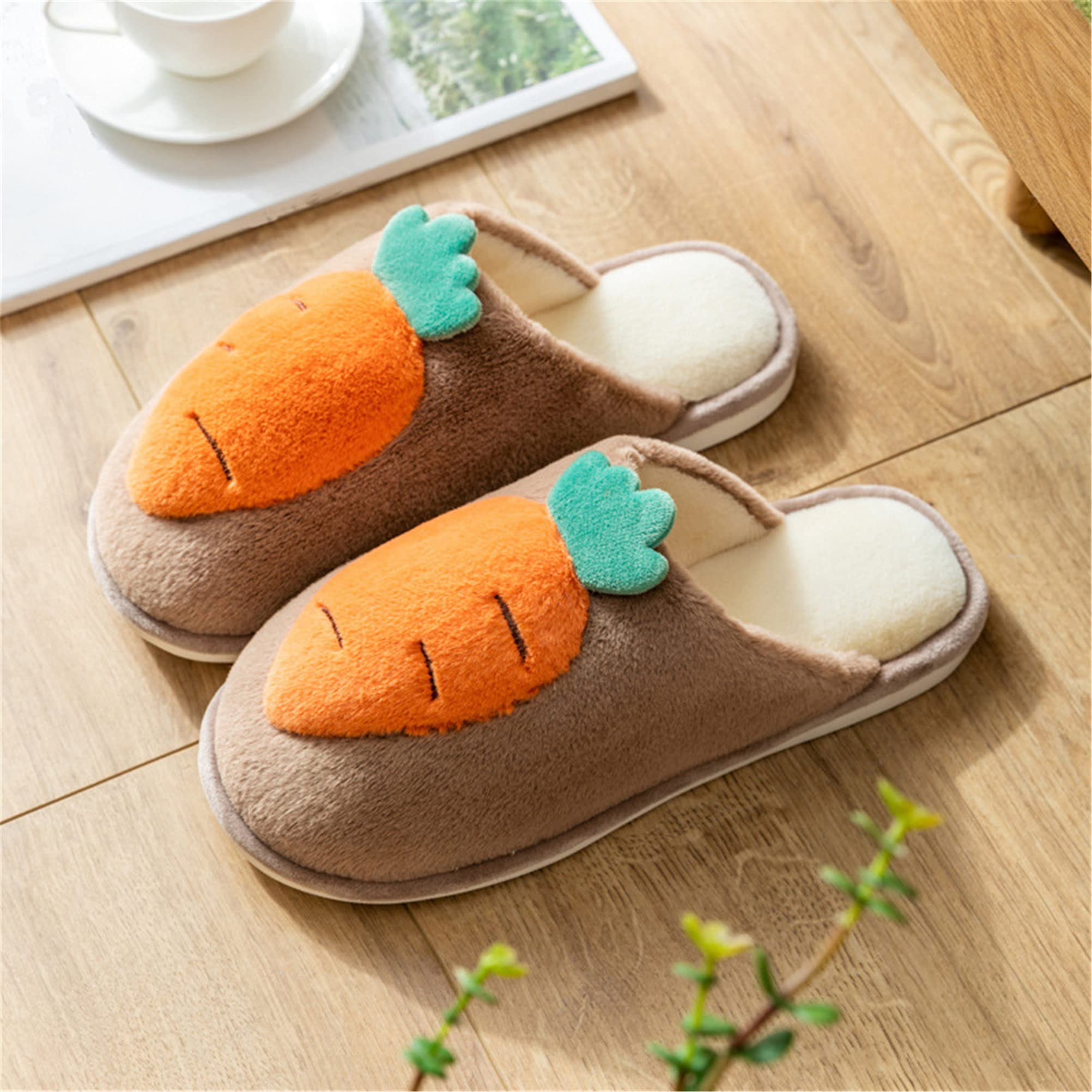 Cozy Winter Slippers for Women & Men - Plush Carrot Design Memory Foam Indoor House Shoes | Warm & Soft Comfort for Home, Lounge & Relaxation