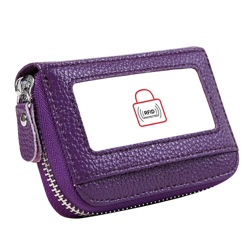 Women's RFID Blocking Leather Accordion Wallet - 12 Card Slots Credit Card Holder for Travel, Shopping & Everyday Use
